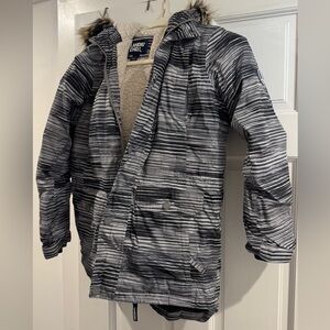 Lands' End Kids' Black and Gray Patterned Puffer Coat